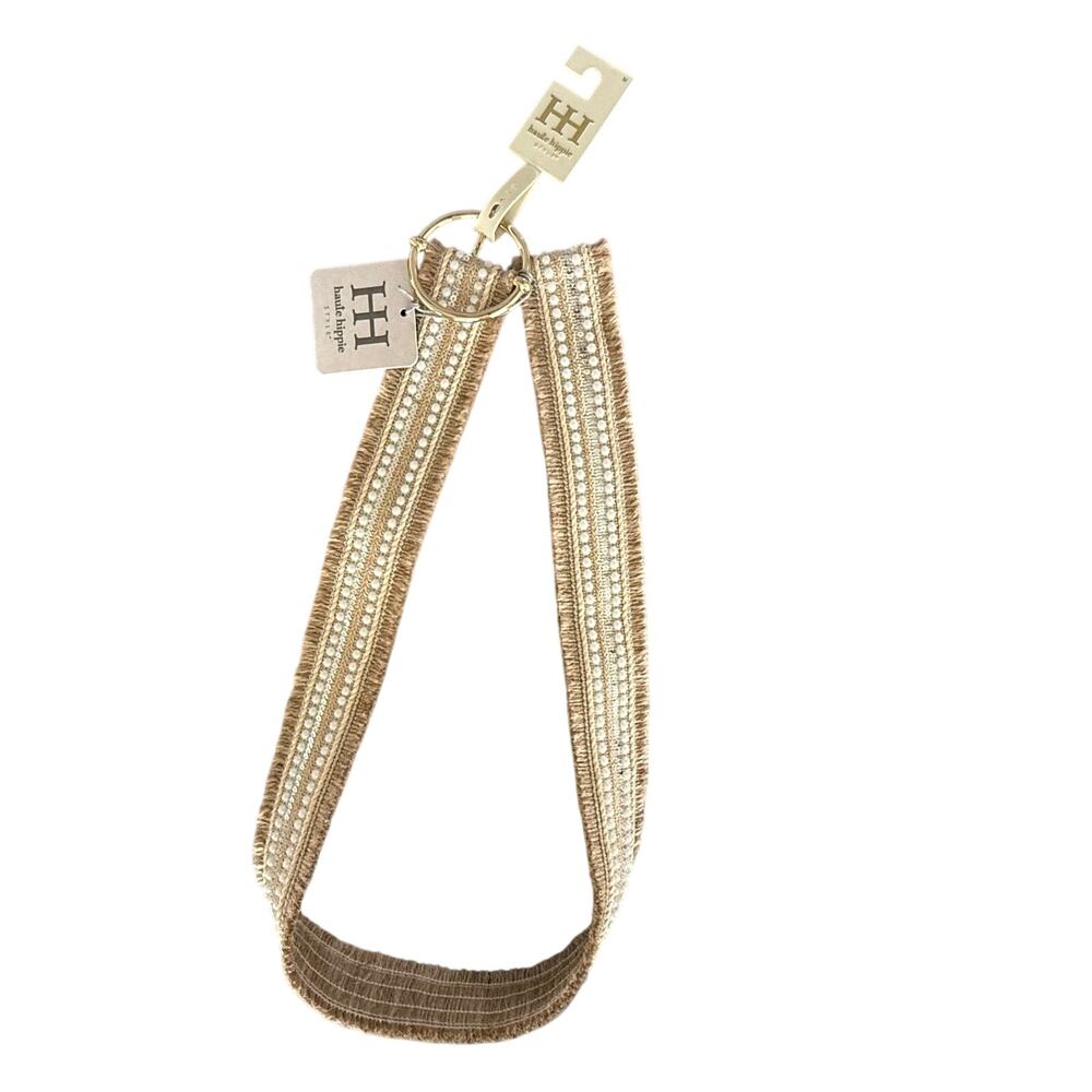 NWT Haute Hippie Style Boho Pearl & Sequin Woven Belt - Size M - Picture 2 of 16